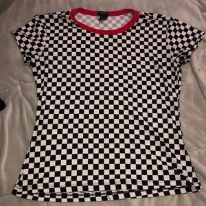 checkered RUE 21 shirt